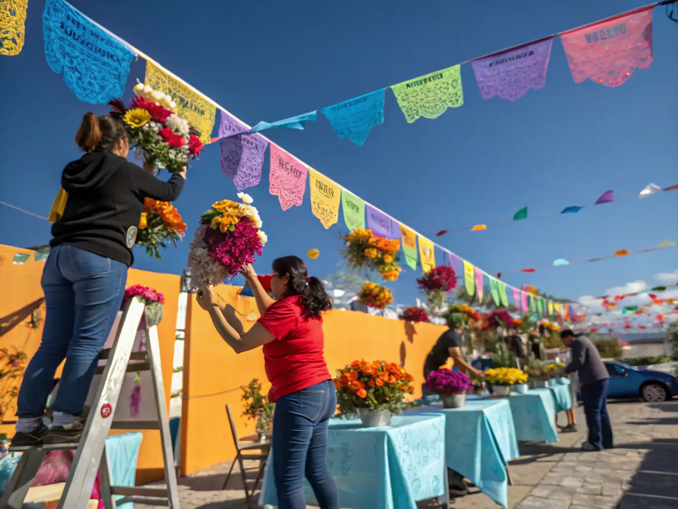 A group of volunteers organizing a community event, highlighting the club's commitment to social responsibility.